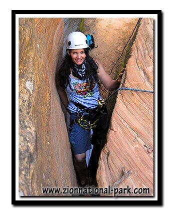 Mary Cisneros in one of Zion's Canyons